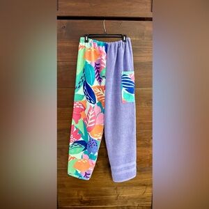 Towel pants purple and tropical